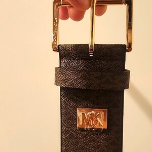 NWT MK Brown Leather Belt with Gold Buckle